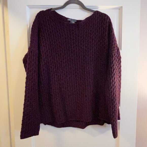 Vince bateau neck purple mini cableknit sweater large - Picture 8 of 8
